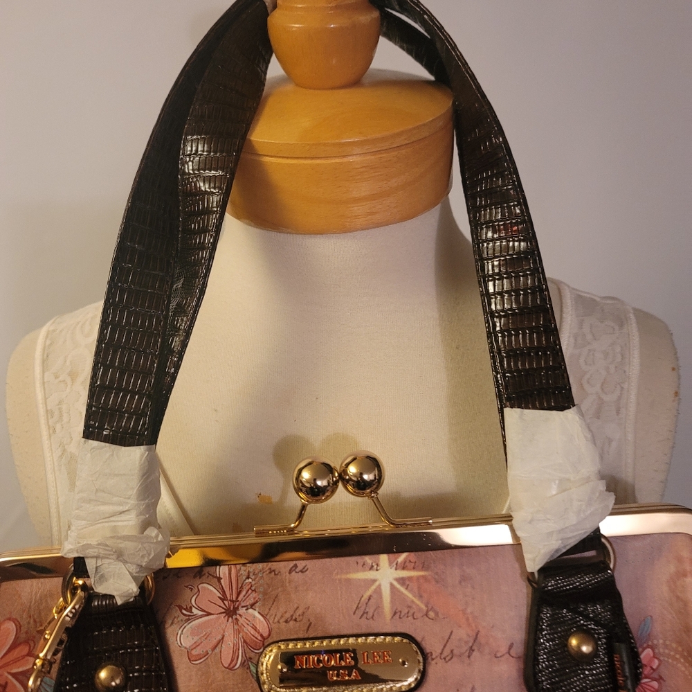 NICOLE LEE Tina Print Satchel Bag Gitana Vintage Print NEW. - Picture 4 of 10